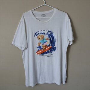Polo By Ralph Lauren Polo Bear Surfing White Short Sleeve T shirt Size Large